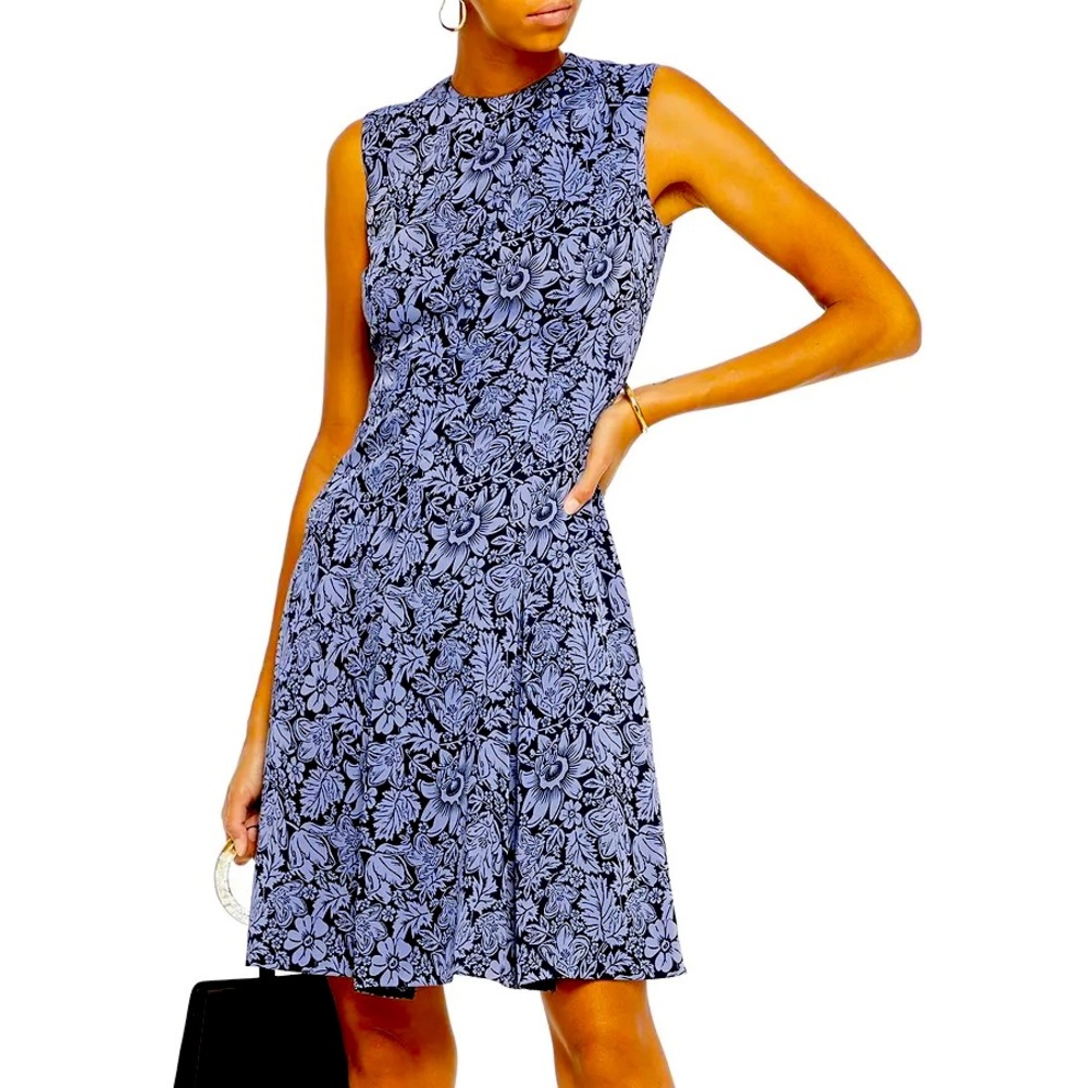 NWT ERDEM Lilac Yesim pleated satin-jacquard dress